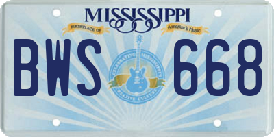 MS license plate BWS668