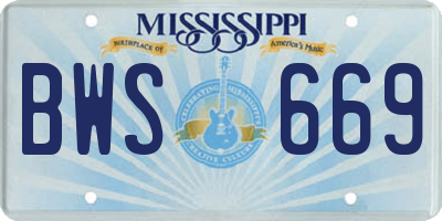 MS license plate BWS669
