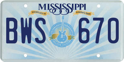 MS license plate BWS670