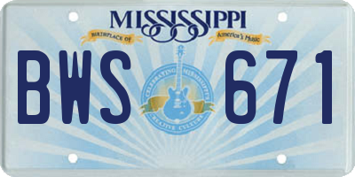 MS license plate BWS671