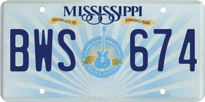 MS license plate BWS674