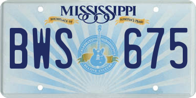 MS license plate BWS675