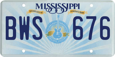 MS license plate BWS676