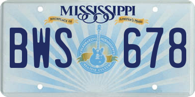 MS license plate BWS678