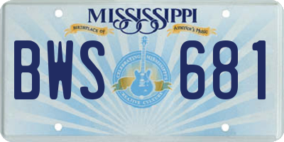 MS license plate BWS681