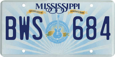 MS license plate BWS684