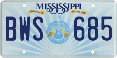 MS license plate BWS685