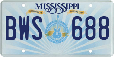 MS license plate BWS688