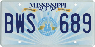 MS license plate BWS689