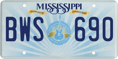 MS license plate BWS690