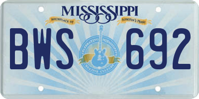 MS license plate BWS692