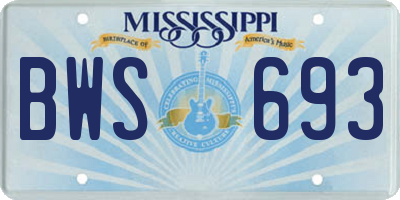 MS license plate BWS693