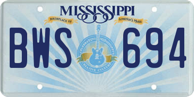 MS license plate BWS694