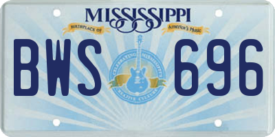 MS license plate BWS696