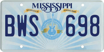 MS license plate BWS698