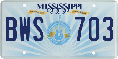 MS license plate BWS703