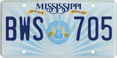 MS license plate BWS705
