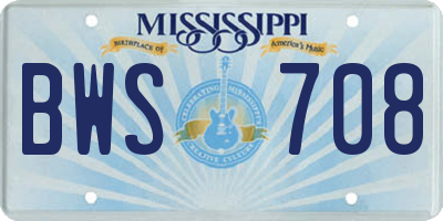 MS license plate BWS708
