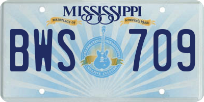 MS license plate BWS709