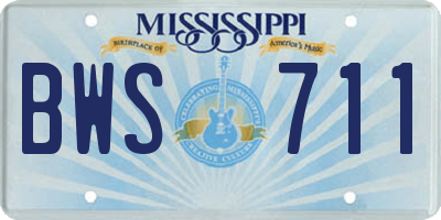 MS license plate BWS711