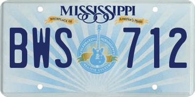 MS license plate BWS712