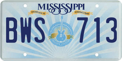 MS license plate BWS713