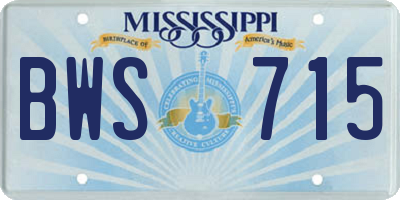 MS license plate BWS715