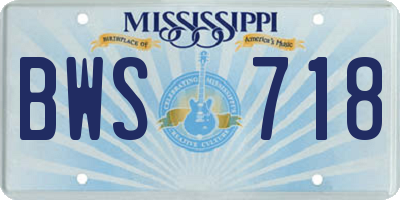 MS license plate BWS718