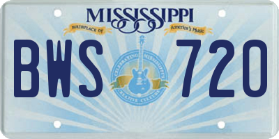 MS license plate BWS720