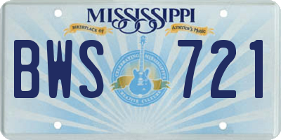 MS license plate BWS721