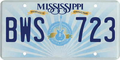 MS license plate BWS723