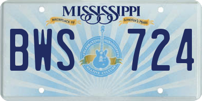 MS license plate BWS724