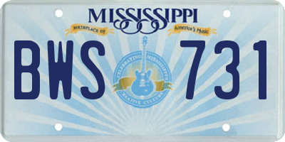 MS license plate BWS731