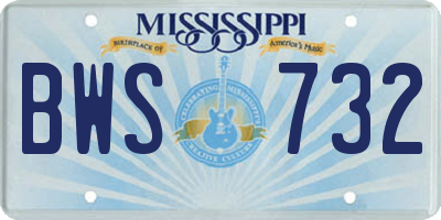 MS license plate BWS732