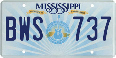MS license plate BWS737