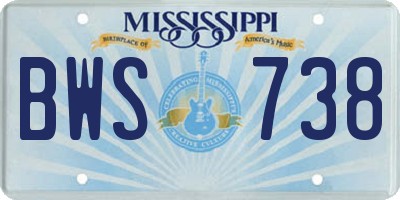 MS license plate BWS738