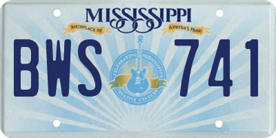 MS license plate BWS741