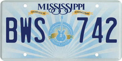 MS license plate BWS742