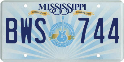 MS license plate BWS744