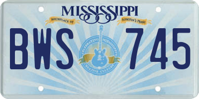 MS license plate BWS745