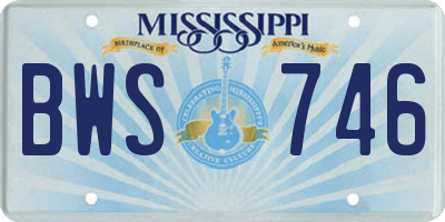 MS license plate BWS746