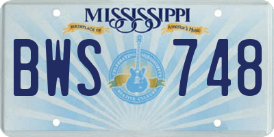 MS license plate BWS748