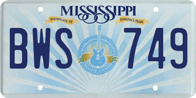 MS license plate BWS749