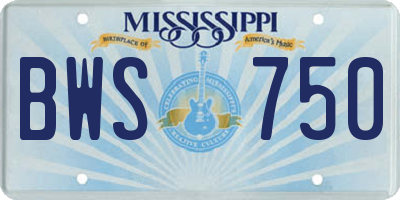 MS license plate BWS750