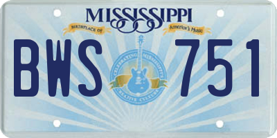 MS license plate BWS751