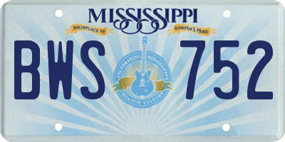 MS license plate BWS752