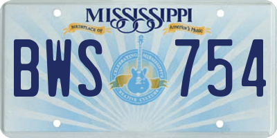 MS license plate BWS754