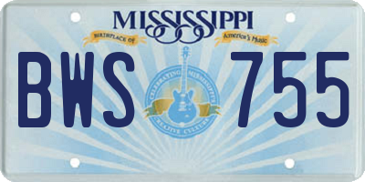 MS license plate BWS755