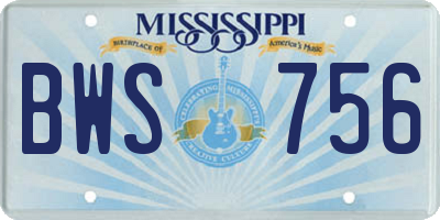 MS license plate BWS756