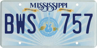 MS license plate BWS757